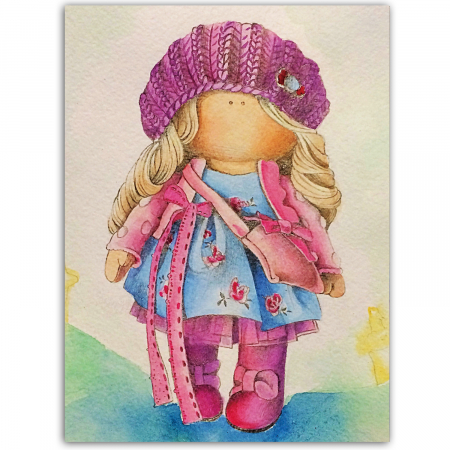 Goblen cu diamante, cu sasiu, Papusa Nicole, 30x40 cm [0]