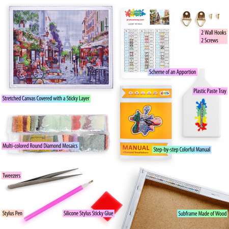 Set goblen cu diamante, cu sasiu, Parisul Primavara 40x50 cm [1]