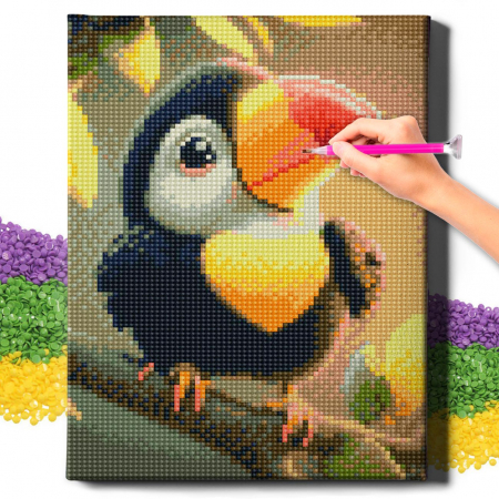 Set goblen cu diamante, cu sasiu, Bebe tucan, 20x30 cm [1]