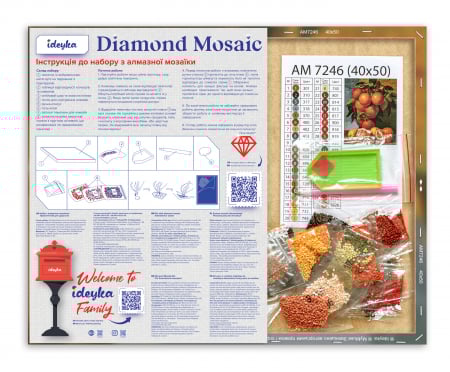 Set goblen cu diamante, cu sasiu, Pauni de poveste - Sergey Lobach, 40x50 cm [3]