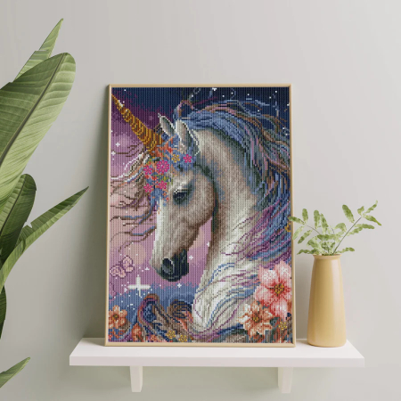 Set goblen cu diamante, cu sasiu, Unicorn magic, 40x50 cm [1]