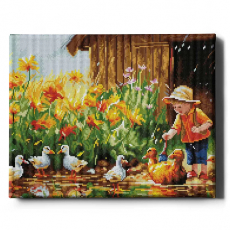 Set goblen cu diamante, cu sasiu, Aventura la tara, 40x50 cm [0]