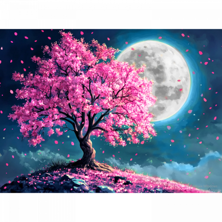 Set goblen cu diamante, cu sasiu, Luna plina, 30x40 cm [0]