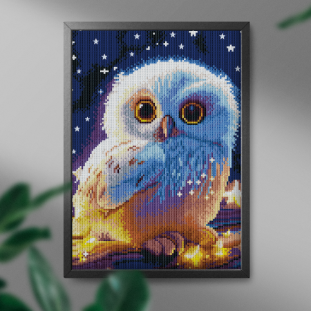 Set goblen cu diamante, cu sasiu, Pui de bufnita, 30x40 cm [1]