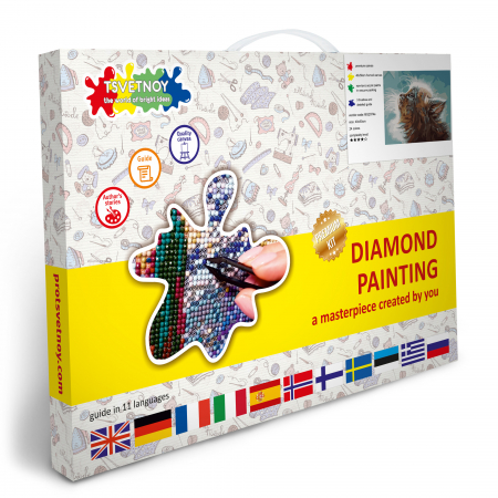 Set goblen cu diamante, cu sasiu, Pisoi visator [4]