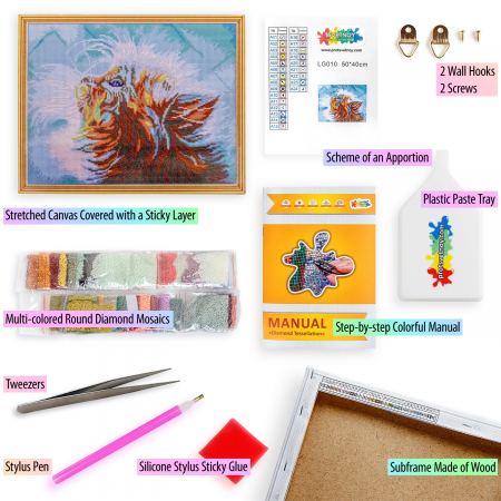 Set goblen cu diamante, cu sasiu, Pisoi visator [1]