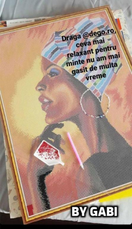 Set goblen cu diamante, cu sasiu, Portret african [1]