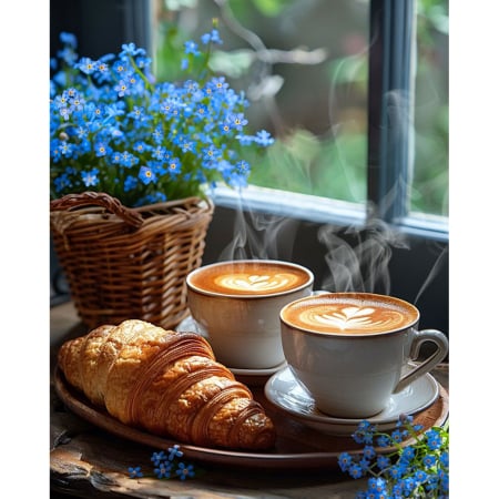 Goblenuri cu diamante cu sasiu - Set goblen cu diamante, cu sasiu, O dimineata perfecta, 40x50 cm