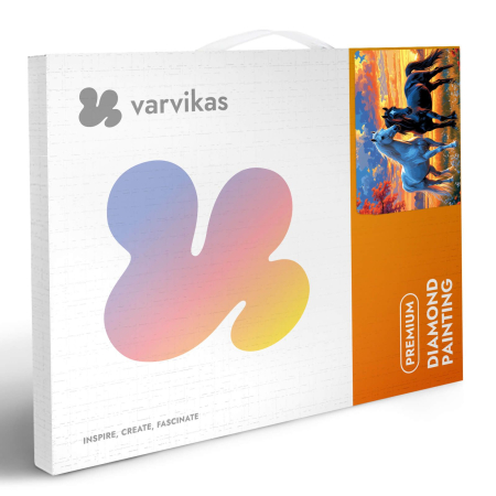 Set goblen cu diamante, cu sasiu, Armasari la apus, 40x50 cm [5]