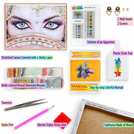 Goblen cu diamante, cu sasiu, Privire Orientala 50x65 cm [1]