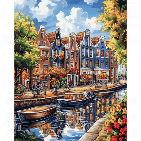 Set goblen cu diamante, cu sasiu, Amsterdam infloritor, 40x50 cm [0]
