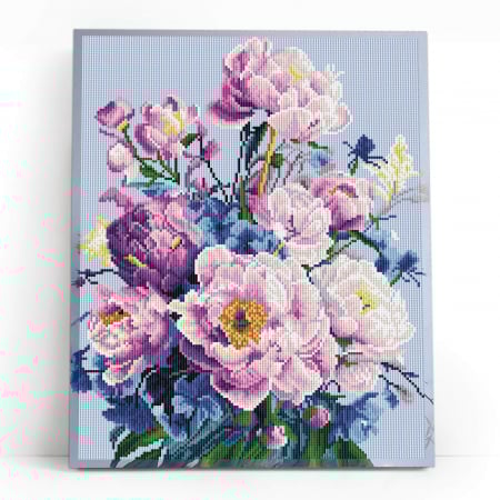Set goblen cu diamante, cu sasiu, Reverie de bujori, 40x50 cm [1]