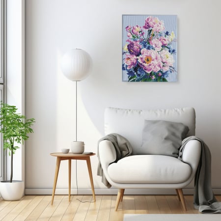 Set goblen cu diamante, cu sasiu, Reverie de bujori, 40x50 cm [3]