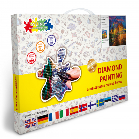 Set goblen cu diamante, cu sasiu, Seara de Toamna, 40x50 cm [6]