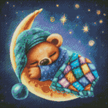 Set goblen cu diamante, cu sasiu, Somn usor - Elena Schweitzer, 40x40 cm [0]