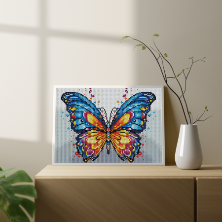 Set goblen cu diamante, cu sasiu, Fluture colorat, 30x40 cm [3]