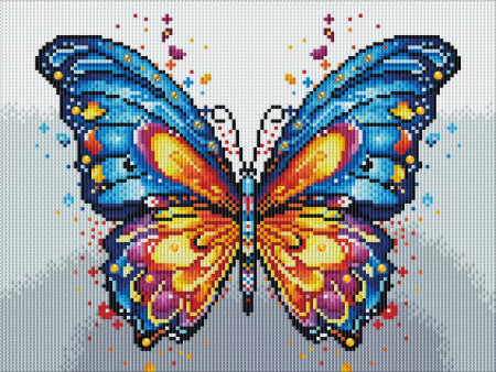 Goblenuri cu diamante - Set goblen cu diamante, cu sasiu, Fluture colorat, 30x40 cm