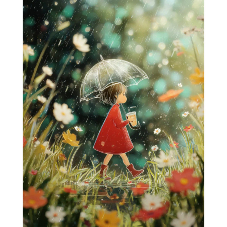 Goblenuri cu diamante cu sasiu - Set goblen cu diamante, cu sasiu,  Zi cu ploaie, 30x40 cm