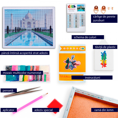 Goblen cu diamante, cu sasiu, Taj Mahal [1]