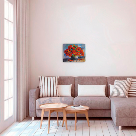 Goblen cu diamante, cu sasiu, Red Bouquet [2]