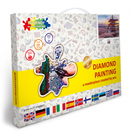 Set goblen cu diamante, cu sasiu, Tokio - Pagoda Chureito, 40x50 cm [6]