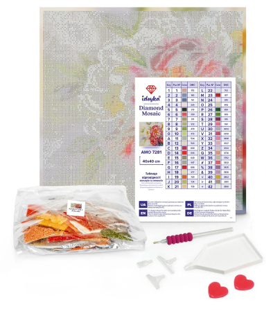 Set goblen cu diamante, cu sasiu, Trandafiri in Venetia, 40x40 cm [1]