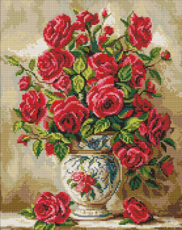 Goblenuri cu diamante cu sasiu - Set goblen cu diamante, cu sasiu, Trandafiri purpurii, 40x50 cm