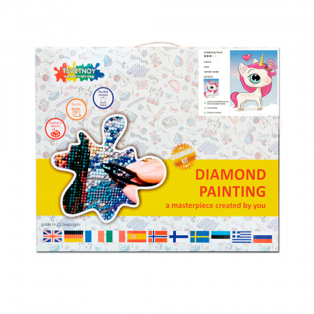 Set goblen cu diamante, cu sasiu, Unicorn magic, 20x30 cm [2]