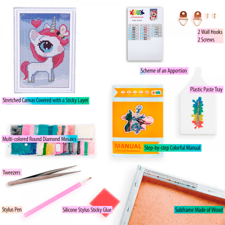 Set goblen cu diamante, cu sasiu, Unicorn magic, 20x30 cm [1]