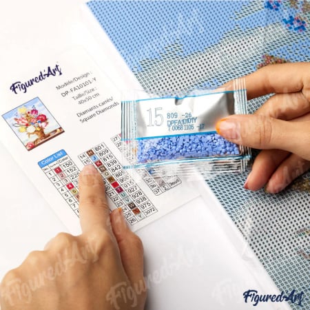 Set goblen cu diamante, cu sasiu, Chip inflorit, inspiratie Picasso, 40x50 cm [6]