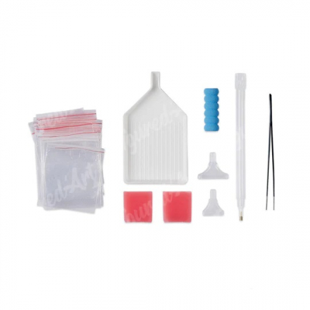 Set goblen cu diamante, cu sasiu, Gradina japoneza toamna, 40x50 cm [4]