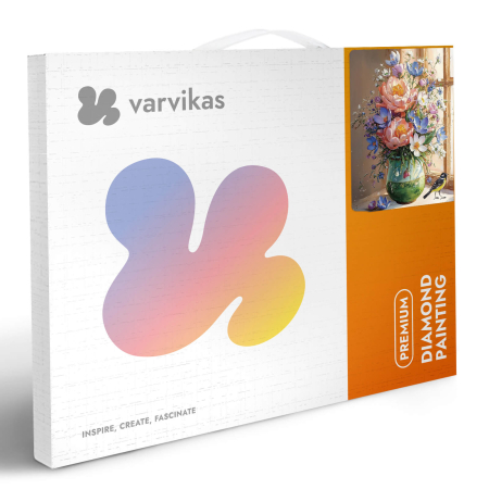 Set goblen cu diamante, cu sasiu, Respiratia gradinii, 40x50 cm [5]