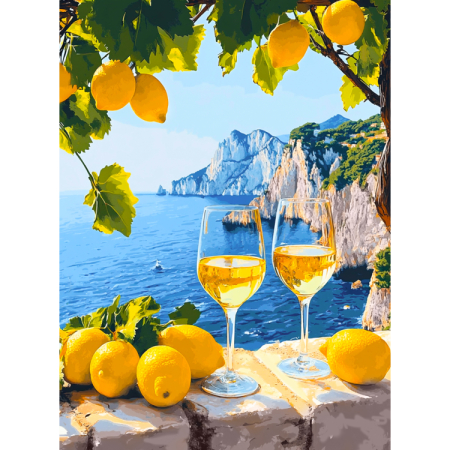 Goblenuri cu diamante cu sasiu - Set goblen cu diamante, cu sasiu, Vedere la mare, 30x40 cm