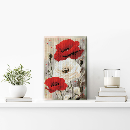 Set goblen cu diamante, cu sasiu, Maci, 20x30 cm [3]