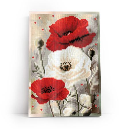 Set goblen cu diamante, cu sasiu, Maci, 20x30 cm [1]