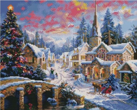 Goblenuri cu diamante cu sasiu - Set goblen cu diamante, cu sasiu, Vreme de Craciun, 40x50 cm