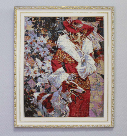 Set goblen cu diamante, fara sasiu, Doamna cu Caine, 48x38 cm [2]