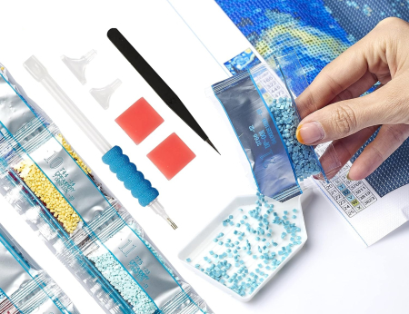 Set goblen cu diamante, fara sasiu, Strada cu ciresi in Tokyo, 40x50 cm [6]