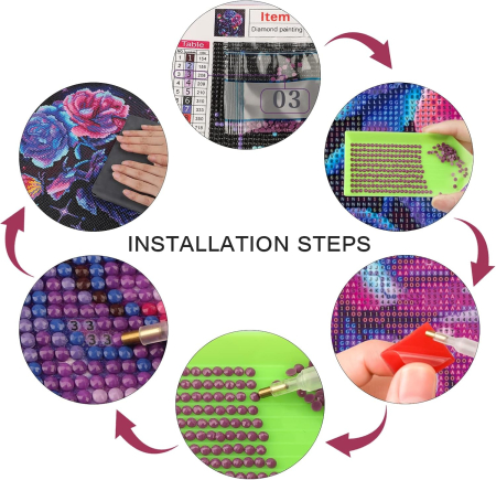 Set goblen cu diamante, fara sasiu, Sakura noaptea, 30x40 cm [5]