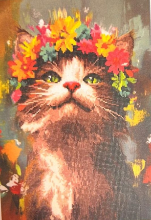 Goblenuri cu diamante fara sasiu - Set goblen cu diamante, fara sasiu, Pisica cu coronita, 40x60 cm