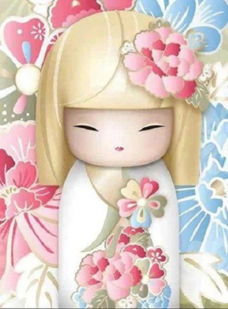 Set goblen cu diamante, fara sasiu, Papusa asiatica, 40x50 cm [0]