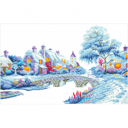 Set goblen cu diamante, fara sasiu, Peisaj de iarna, 50x79 cm [1]