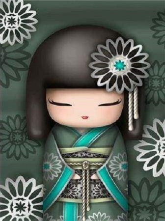 Set goblen cu diamante, fara sasiu, Port traditional japonez, 40x50 cm [0]