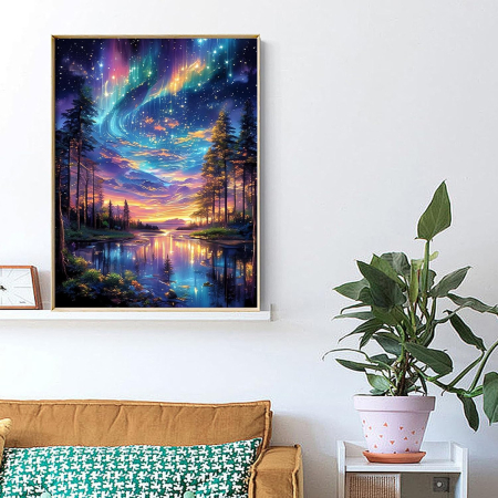 Set goblen cu diamante, fara sasiu, Aurora boreala, 30x40 cm [4]
