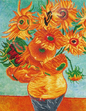 Goblen cu diamante,  Vaza cu flori - Van Gogh 71x56 cm  I Goblenuri cu diamante I dego.ro [0]