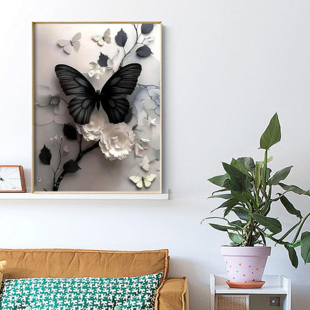 Set goblen cu diamante, fara sasiu, Fluture negru, 30x40 cm [3]