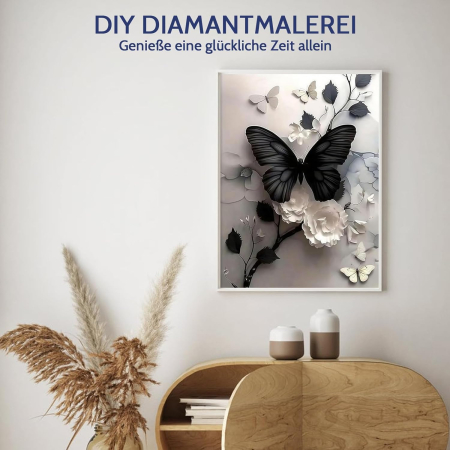 Set goblen cu diamante, fara sasiu, Fluture negru, 30x40 cm [4]