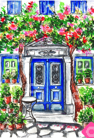 Set goblen cu diamante patrate AB @carat.art, fara sasiu, Vacanta ta din Santorini, 45x65 cm [0]