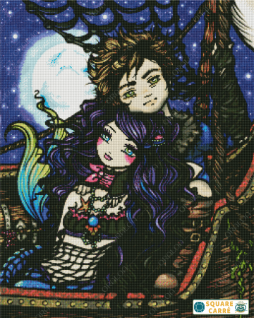 Set goblen cu diamante patrate AB @Oraloa, fara sasiu, Captura pescarului, 73x91 cm [1]