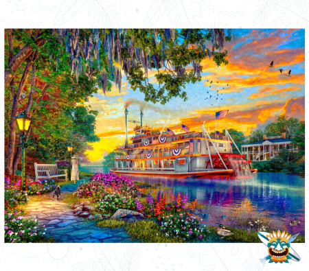 Set goblen cu diamante patrate AB @Oraloa, fara sasiu, Croaziera pe Mississippi, 92x66cm [0]